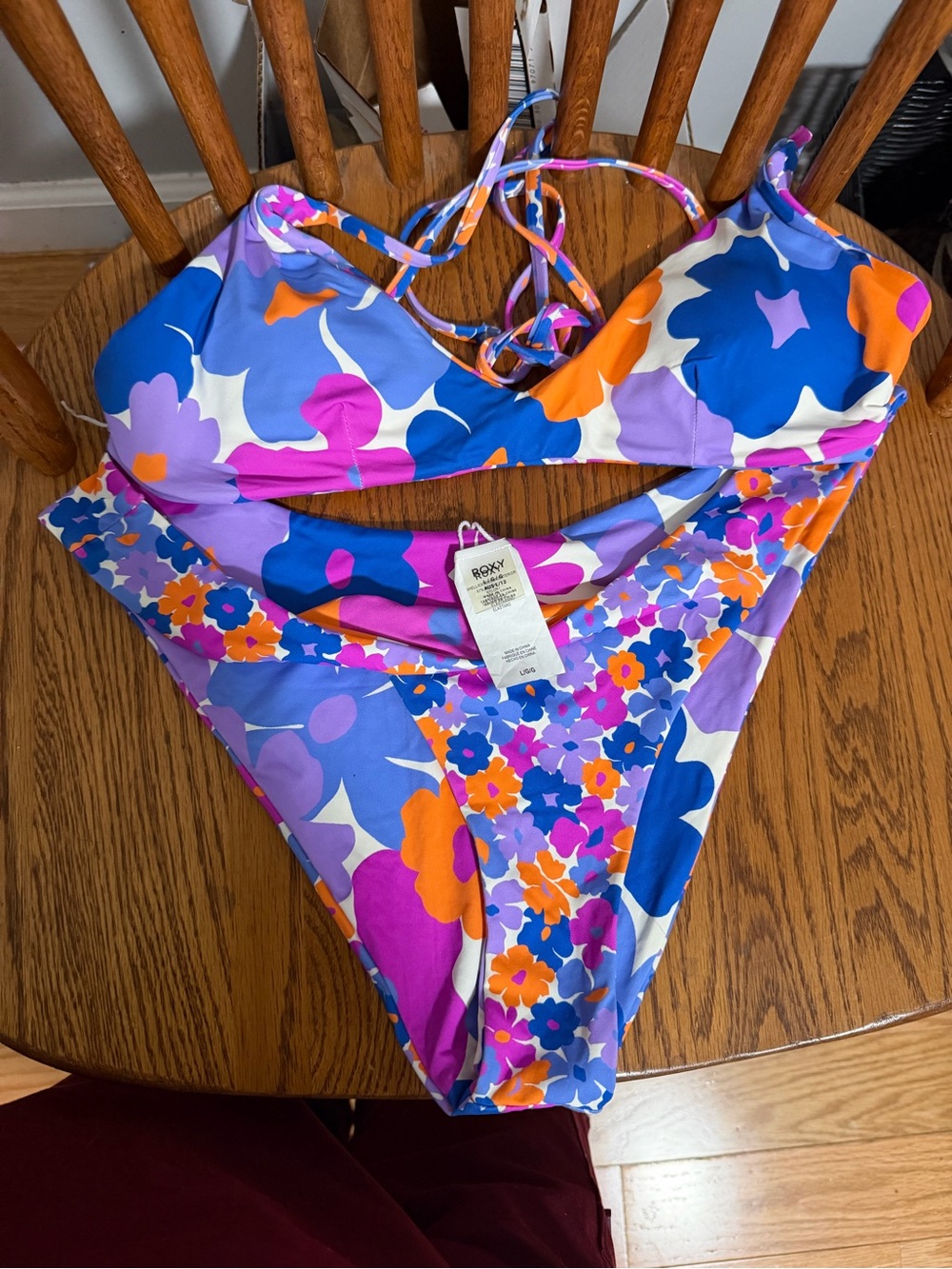 Roxy Girls Purple Multi Floral One-Piece Swimsuit